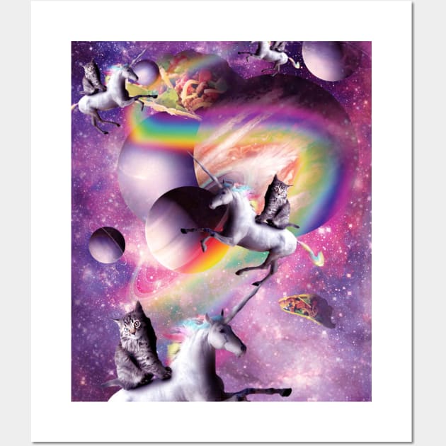 Space Cat Riding Unicorn, Rainbow Cats Unicorns Wall Art by Random Galaxy